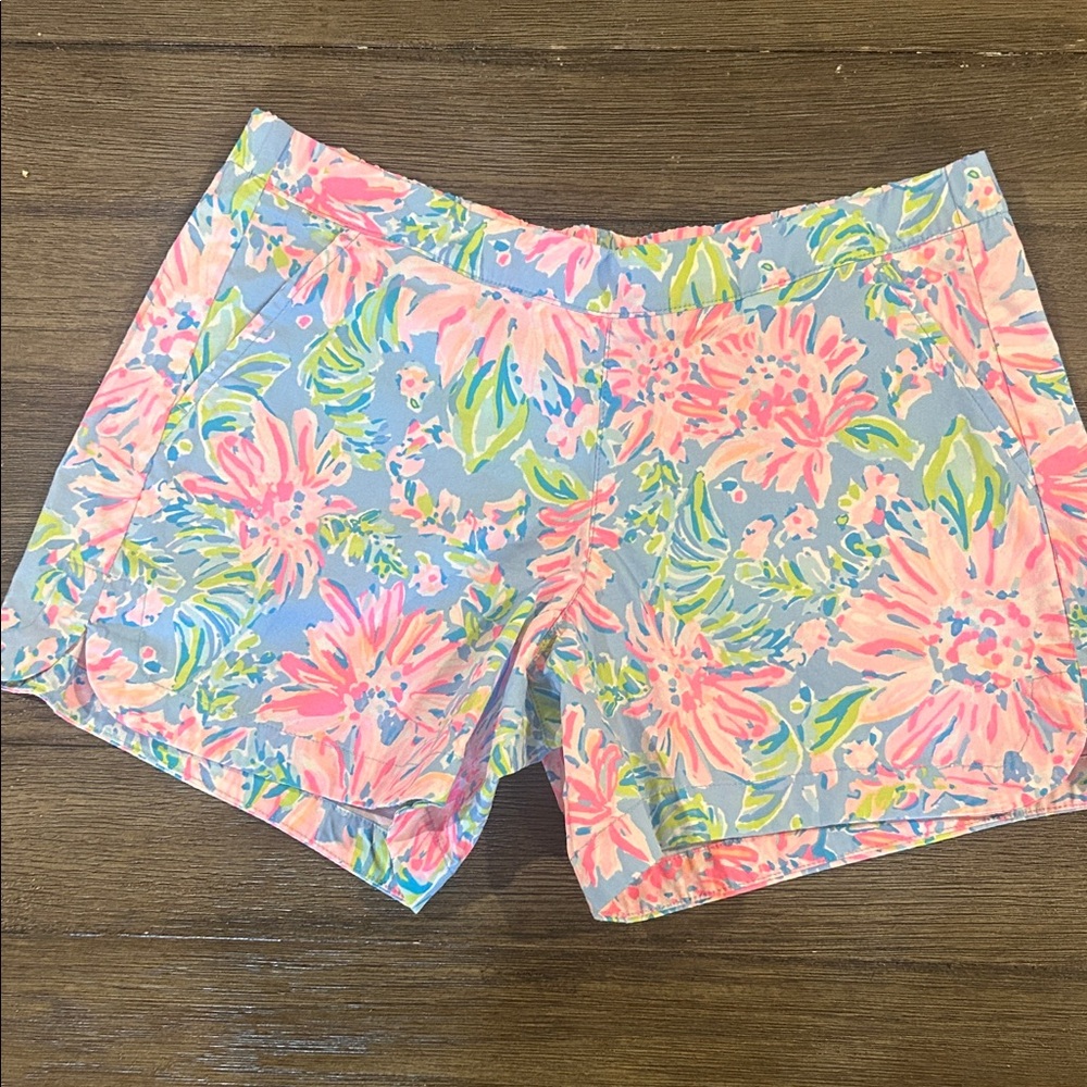 Lilly Pulitzer Pink and Green Floral Athletic Shorts
